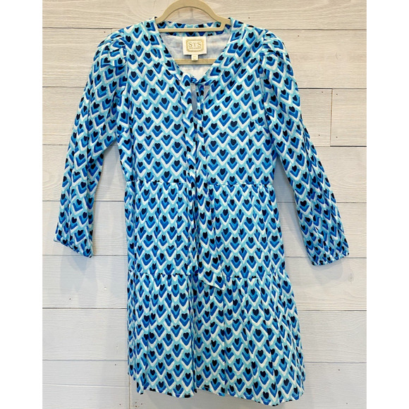 Sail to Sable Dress Womens Size XXS Blue Short Teardrop Heart Tiered Resort Mini - Picture 1 of 9